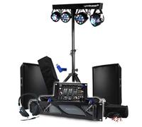 Pack Sono BM Bmsonic Ampli 1000 W, par de altavoces pasivos 2 x 300 W, mesa mezcladora, pórtico con 4 luces Xperformer y llave 32 G