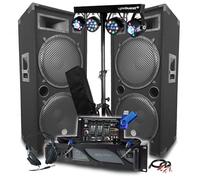 Pack Sono BM Bmsonic Ampli 3000 W, par de altavoces LSC215 2 x 2000 W, mesa mezcladora Bluetooth, pórticos 8 luces LED+llave 32G