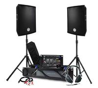 Pack Sono BM Bmsonic Amplificador 1000 W, par de altavoces pasivos 2 x 300 W, mesa de mezcla, pies, auriculares DJ, cables y micrófono