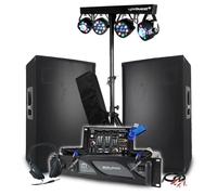 Pack Sono BM Bmsonic: Amplificador, 2000 W, par de altavoces pasivos 2 x 700 W, mesa mezcladora, pórtico 8 luces Xperformer + llave 32 G