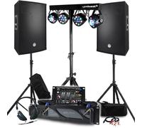Pack Sono BM Bmsonic Amplificador 3000 W, altavoces pasivos 2 x 700 W, mesa mezcladora, pórticos 8 luces Xperformer