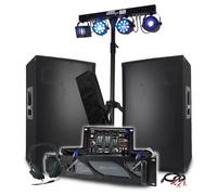Pack Sono BM Bmsonic: Amplificador de 3000 W, altavoces pasivos 2 x 700 W, mesa mezcladora, Euphoria pórticos + 48 efectos luz