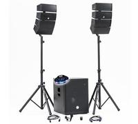 Pack Sono DJ 1200W completo BM Bmsonic BMS-15-ARRAY-BT Altavoces satélite SUB 38cm USB/Bluetooth, soportes cables, juego de luces