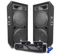 Pack Sono DJ BM Bmsonic Ampli 3000W, par de altavoces pasivos LSC215 2x2000W, cables Speakon, sonido PRO+llave 32G