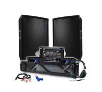 Pack Sono DJ BM Bmsonic Amplificador 1000 W, par de altavoces pasivos 2 x 300 W, mesa de mezcla, auriculares, cables y micro+llave 32 G
