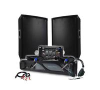 Pack Sono DJ BM Bmsonic Amplificador 1000 W, par de altavoces pasivos 2 x 300 W, mesa mezcladora, auriculares DJ, cables y micrófono