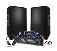 Pack Sono DJ BM Bmsonic Amplificador 2000 W, par de altavoces 2 x 600 W, mesa mezcladora, auriculares DJ, cables y micro+llave 32 G