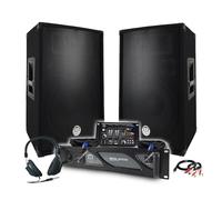 Pack Sono DJ BM Bmsonic Amplificador 2000 W, par de altavoces pasivos 2 x 600 W, mesa mezcladora, auriculares DJ, cables y micrófono