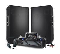 Pack Sono DJ BM Bmsonic Amplificador 3000 W, par de altavoces pasivos 2 x 700 W, mesa de mezcla, auriculares DJ, cables y micrófono