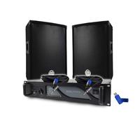 Pack Sono DJ BM Bmsonic Amplificador BMS1000 1000 W, par de altavoces pasivos BMS08 2x300W, cables, sonido PRO+llave 32G
