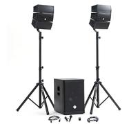 Pack Sono DJ complet BM Bmsonic BMS-12-ARRAY-BT, 1000W, altavoces satélites, caja de sonido 31cm USB/Bluetooth, soportes para cables