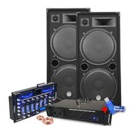 Pack Sono Ibiza Sound 4000W 2 altavoces Bm Sonic, amplificador, mesa Bluetooth/USB, cables, boda, sala de fiestas DJ+memoria USB 32GB