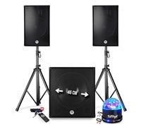 Pack sonorización DJ PRESTATIONS BM Bmsonic 2700W - Altavoces DJ de 15" + caja de 18" + pies - USB/BLUETOOTH - Pack de luces