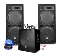 Pack Sonorization BM Bmsonic Mega Basses 3200W Caja de sonido/subwoofer bi-amplificado 18" 46cm - Altavoces 215, SONO DJ SIREE MIX BAR, LED