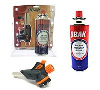 Pack Soplete + Cartucho Gas QBAK (227 g) Antorcha Ajustable de Gas con Adaptador y Encendedor - Ø 22 mm. Recarga de gas. Soplete.