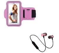 Pack Sport para Samsung Galaxy J6+ Smartphone (Auriculares Bluetooth Metal + Brazalete) Correr T6 (Rosa)