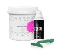 PACK Stencil Tattoo Gel Loción Fijadora Plantillas 200 ml + 100 Cuchillas de Depilación Desechables 2 hojas + Vaselina Filante de Uso Profesional 500 ml