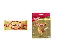 Pack Suchard Turrón de Chocolate con Leche y Arroz Inflado 230 g + Suchard Mini Turrones de Chocolate con Arroz Inflado, Bolsa de 20 Mini Turrones, Sabor Navideño para Compartir y Disfrutar - 260 g