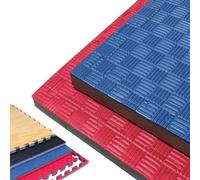 Pack Suelo Tatami 1x1 - Esterilla Gimnasio Puzzle | Protege, Aísla y Decora | para Casa, Fitness o Piscina | Goma Eva Suave y Antideslizante | Libre de BPA | 2,5 CM De Grosor | S | Azul/Rojo 2u