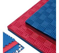 PACK SUELO TATAMI 1x1 - Esterilla Gimnasio Puzzle | Protege, Aísla y Decora | Para Casa, Fitness o Piscina | Goma Eva Suave y Antideslizante | Libre de BPA | 3CM Grosor (Rojo/Azul, 16 piezas (16 m²))