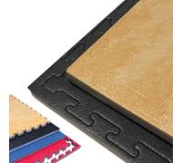 PACK SUELO TATAMI 1x1 - Esterilla Gimnasio Puzzle | Protege, Aísla y Decora | Para Casa, Fitness o Piscina | Goma Eva Suave y Antideslizante | Libre de BPA | 2,5 CM De Grosor | S | Madera/Negro 5u