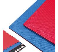 PACK SUELO TATAMI 1x1 - Esterilla Gimnasio Puzzle | Protege, Aísla y Decora | Para Casa, Fitness o Piscina | Goma Eva Suave y Antideslizante | Libre de BPA | 2 CM De Grosor | T (Rojo/Azul, 9 piezas)