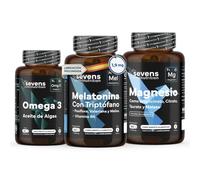 Pack Sueño y Recuperación - Triptófano con Melatonina y Magnesio | Melatonina Pura 1,9 mg + Magnesio 4en1 + Omega 3 Cápsulas Veganas - Complementos Alimenticios para Apoyo Nocturno y Bienestar