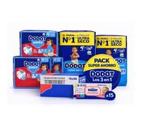 Pack Súper Ahorro: Pañales Dodot Bebe Seco Talla 4 + Pants Talla 4 + Toallitas Sensitive