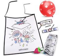 PACK SUPERHÉROE PARA COLOREAR Set de 30 Bolsas Individuales con Capa, Máscara, Brazalete, 5 Ceras y Globo | Kit Coloreable Non-Woven para Niños | Regalo de Cumpleaños y Fiestas Infantiles