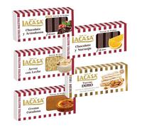 Pack Surtido 5 Turrones Lacasa:Arroz con Leche, Chocolate y Arándanos, Chocolate y Naranja, Crema Catalana, Duro