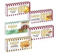 Pack Surtido 5 Turrones Lacasa:Blando, Blanco con Tequi Mango, Chocolate y Avellanas, Cacao y Piña, Chocolate estilo Dubai con Pistacho y Kataifi
