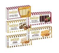 Pack Surtido 5 Turrones Lacasa:Blando, Cacao y Almendras, Chocolate Blanco con Tequi Mango, Chocolate y Arándanos, Duro