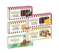 Pack Surtido 5 Turrones Lacasa:Blando, Chocolate y Arándanos, Cacao y Avellanas, Cacao y Naranja, Chocolate estilo Dubai con Pistacho y Kataifi