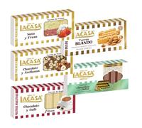 Pack Surtido 5 Turrones Lacasa:Blando, Chocolate y Avellanas, Cacao y Café, Nata y Fresa, Chocolate estilo Dubai con Pistacho y Kataifi