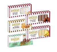 Pack Surtido 5 Turrones Lacasa:Blando, Chocolate y Piña, Cacao y Trufa, Milhojas de Nata, Chocolate estilo Dubai con Pistacho y Kataifi