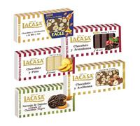 Pack Surtido 5 Turrones Lacasa:Naranja de España Confitada, Chocolate y Arándanos, Chocolate y Avellanas, Cacao y Piña,Cacahuete Eagle