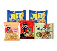 Pack Surtido de Ramen Coreano Original 5 Unidades + 3 Palillos | Sabores Picantes y Cremosos | Sopa Instantánea Asiática | Ramen Premium para Regalo o Degustación (Top Corea)