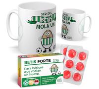 Pack taza + caramelos Betis | Taza Fútbol Ser del Betis Mola un Huevo + Caramelo | Regalo divertido para aficionados del Betis | Idea original para cumpleaños, Navidad o Día del Padre