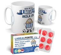 Pack taza + caramelos | Ser de la Real Mola un Huevo | Regalo divertido para aficionados del Real Sociedad | Idea original para cumpleaños, Navidad o Día del Padre | Cerámica AAA 350 ML