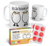 Pack taza No me toques los huevos + caramelos HuevoProfeno | Regalo divertido original para cumpleaños, amigos invisibles y compañeros
