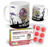 Pack taza The Walking Eggs + caramelos HuevoMolón regalo friki divertido | Taza desayuno zombies, regalo original cumpleaños para fans de series