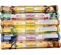 Pack Temático: Viaje Aromático del Hippie - 120 Varillas Incienso Cannabis & Opium + Aromas Bohemios (Palo Santo, Poison, Aphrodesia, Mirra) - Ritual, Bohemio para el Bienestar y la Salud Mental