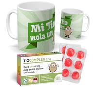 Pack Tío| Taza Tio Mola un Huevo + Caramelos TIOCOMPLEX | Regalo Original y Divertido para Tíos | Detalle Especial para Cumpleaños, Día de la Familia y Navidad
