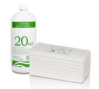 Pack Toallas Spunlace 40x80 cm para Peluquería y Estética 100 unidades + Crema Oxidante 20 vol (6%) 1 litro