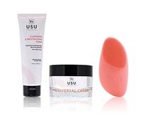 Pack Tratamiento Global - Espuma Limpiadora Facial Revitalizante de Frutos Rojos + Cepillo NUSU 2.0 + Crema Hidratante Facial - Limpia, Revitaliza y Protege la Piel - Efecto Antiedad -USU Cosmetics