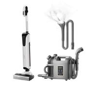 Pack: UWANT Aspiradora para sólidos y líquidos D700 × Limpiador a vapor B200 - Blanco - D700 / B200 Gris / con cepillo de planchar