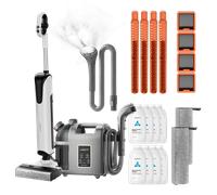 Pack: UWANT Aspiradora para sólidos y líquidos D700 × Limpiador a vapor B200 - Blanco - D700 Paquete de 1 año / B200 Gris / con cepillo de planchar