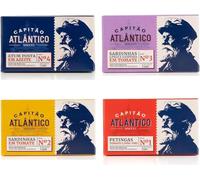 Pack Variado de Conservas de Pescado - Filete de Atún en Aceite de Oliva, Sardinas sin Piel y sin Espinas en Tomate, Sardinillas Picantes en Tomate - Pack de 4