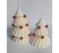 Pack Velas Navideñas en Forma de Arbol de Navidad - Aroma a Naranja y Canela/Hecha a Mano - Cera vegetal - Decoración navideña - Ideal para regalar