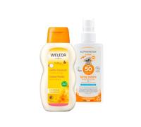 PACK VERANO Protector Solar Ecológico Bebé SPF 50 Alphanova 125 ml + Leche Corporal de Caléndula Weleda, 200ml